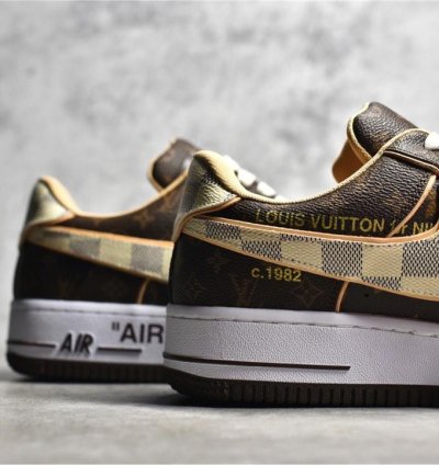 Louis Vuitton X Nike Air Force 1 Low Lv Monogram Brown Damier Azur