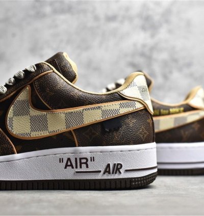 Louis Vuitton X Nike Air Force 1 Low Lv Monogram Brown Damier Azur