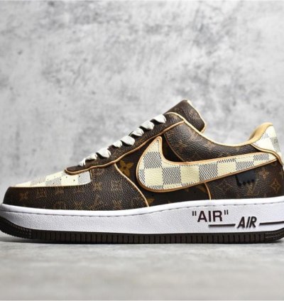 Louis Vuitton X Nike Air Force 1 Low Lv Monogram Brown Damier Azur