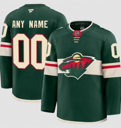 Mens Custom Minnesota Wild Jersey Name Number 2025 Home Green