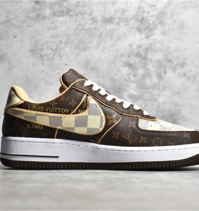 Louis Vuitton X Nike Air Force 1 Low Lv Monogram Brown Damier Azur