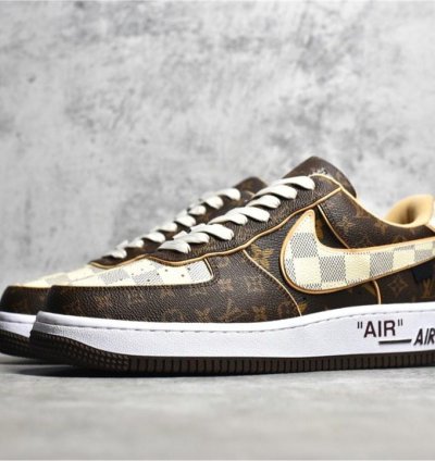 Louis Vuitton X Nike Air Force 1 Low Lv Monogram Brown Damier Azur