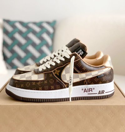 Louis Vuitton X Nike Air Force 1 Low Lv Monogram Brown Damier Azur