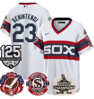 Andrew Benintendi Jersey 23 Chicago White Sox 125th Anniversary World Series Champions White 1983