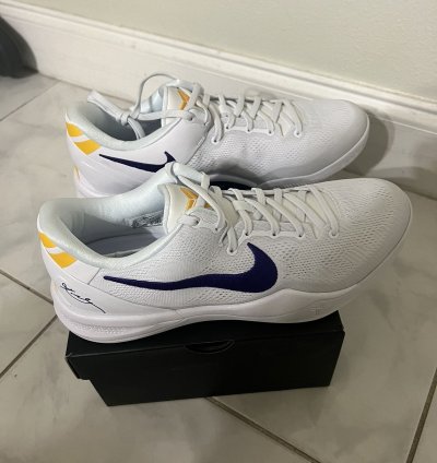 Size 12 - Nike Kobe 8 Protro Lakers Home Sneakers