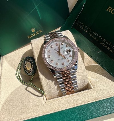 Rolex Datejust 36 New 2024 Mother Of Pearl Diamond Dial Diamond Bezel Two Tone Rose Gold Jubilee