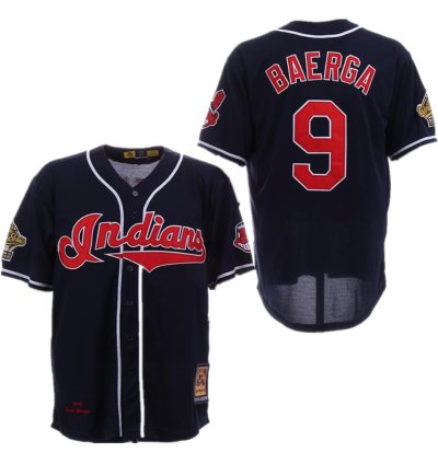 Cleveland Indians Carlos Baerga Navy 1995 Throwback Jersey