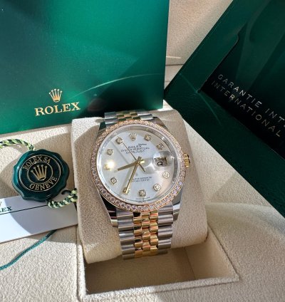 Rolex Datejust 36 New 2024 Mother Of Pearl Diamond Dial Diamond Bezel Two Tone Yellow Jubilee