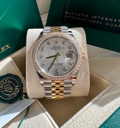 Rolex Datejust 36 New 2024 Mother Of Pearl Diamond Dial Diamond Bezel Two Tone Yellow Jubilee