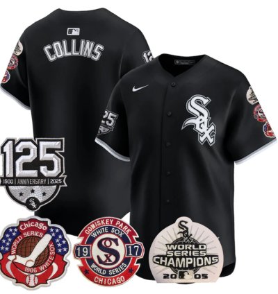 Eddie Collins Jersey Chicago White Sox 125th Anniversary World Series Champions Black