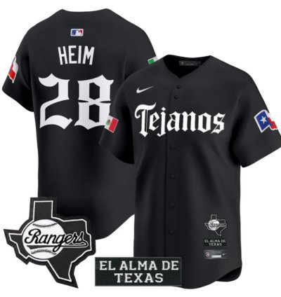 Jonah Heim Jersey 28 Texas Rangers Mexico Tejano Barrio Style Vapor Limited Stitched Black