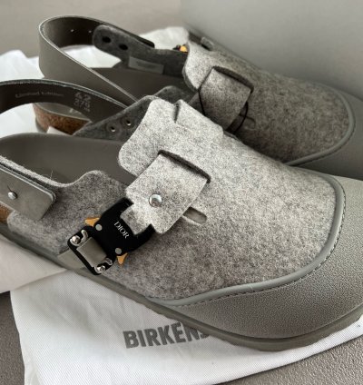 Dior Birkenstock Tokio Slipper Sandals Grey Felt