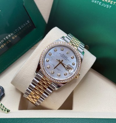 Rolex Datejust 36 New 2025 Mop Diamond Dial Two Tone Yellow Gold Diamond Bezel Jubilee Bracelet