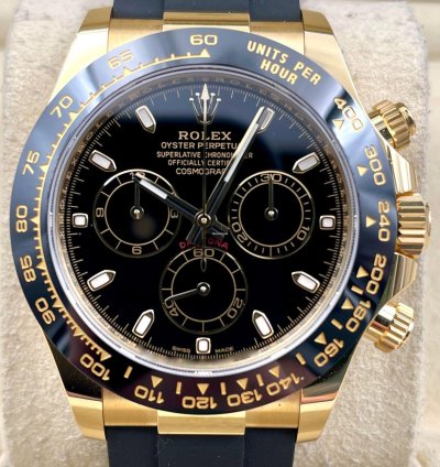 Rolex Daytona 116518ln Yellow Gold Oysterflex Black Dial Unworn 2023