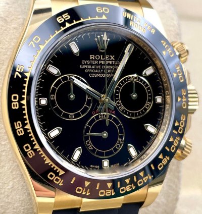 Rolex Daytona 116518ln Yellow Gold Oysterflex Black Dial Unworn 2023