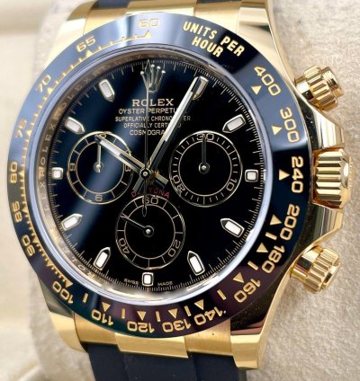 Rolex Daytona 116518ln Yellow Gold Oysterflex Black Dial Unworn 2023