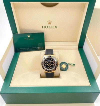 Rolex Daytona 116518ln Yellow Gold Oysterflex Black Diamond Dial Unworn 2023