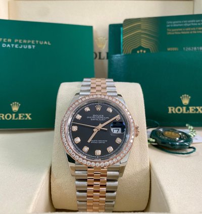 Rolex Datejust 36 New 2025 Unworn Datejust 36 2-tone Jubilee Factory Diamond Bezel Black Diamond Dial