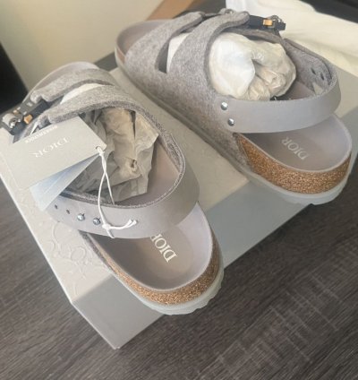 Dior By Birkenstock Milano Sandal Grey Felt Wool