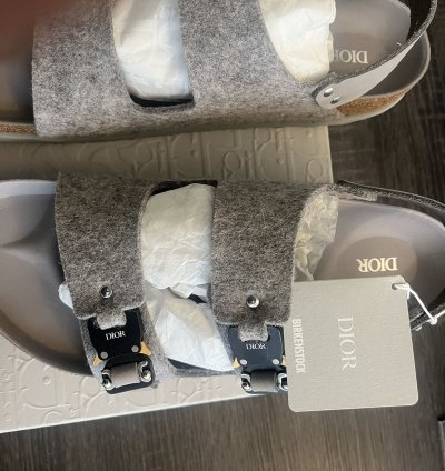 Dior By Birkenstock Milano Sandal Grey Felt Wool