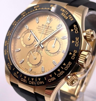 Rolex Daytona 116518ln Yellow Gold Oysterflex Champagne Dial Unworn 2023