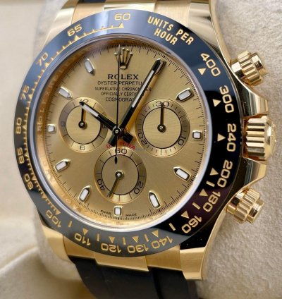 Rolex Daytona 116518ln Yellow Gold Oysterflex Champagne Dial Unworn 2023
