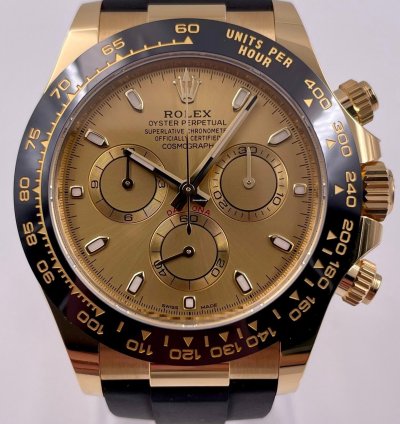 Rolex Daytona 116518ln Yellow Gold Oysterflex Champagne Dial Unworn 2023