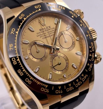 Rolex Daytona 116518ln Yellow Gold Oysterflex Champagne Dial Unworn 2023
