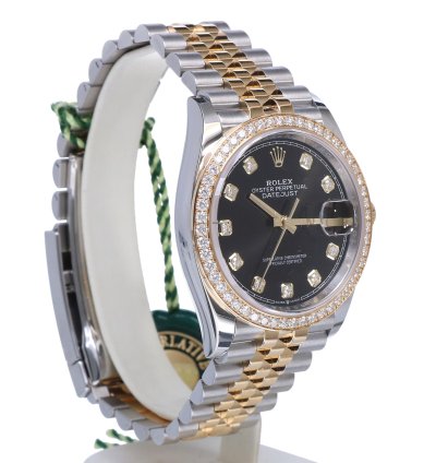 Rolex Datejust 36 Oyster Datejust Jubilee Gold Steel Black Dial Diamonds 36 Mm Unworn 2023