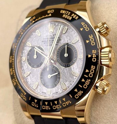 Rolex Daytona 116518ln Yellow Gold Oysterflex Meteorite Dial Unworn 2023