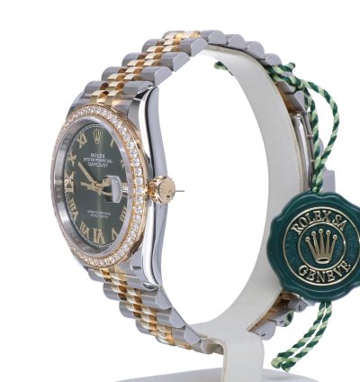 Rolex Datejust 36 Oyster Datejust Jubilee Gold Steel Olive Green Roman Diamonds 36 Mm Unworn 2023