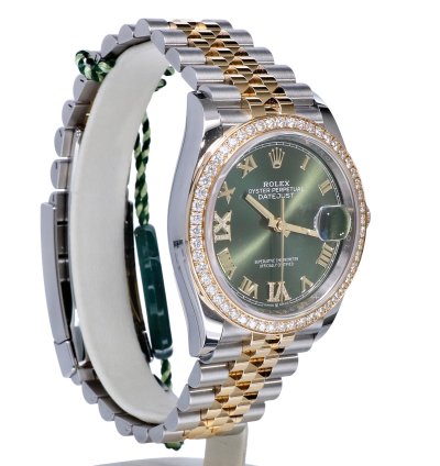 Rolex Datejust 36 Oyster Datejust Jubilee Gold Steel Olive Green Roman Diamonds 36 Mm Unworn 2023