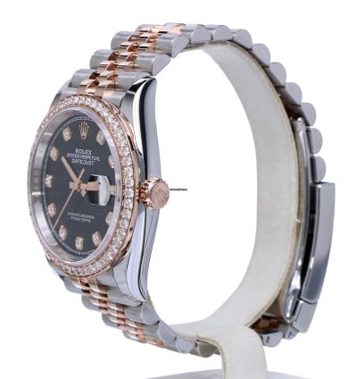 Rolex Datejust 36 Oyster Datejust Jubilee Rose Gold Steel Black Dial Diamonds 36 Mm Unworn 2023