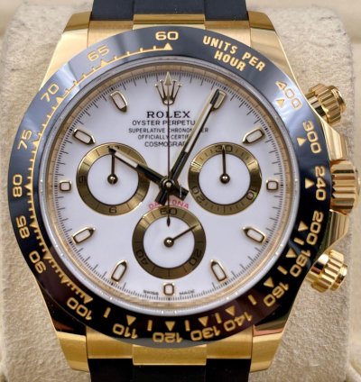 Rolex Daytona 116518ln Yellow Gold Oysterflex White Dial Unworn 2023