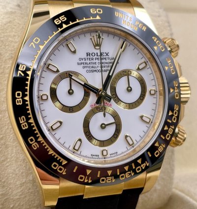 Rolex Daytona 116518ln Yellow Gold Oysterflex White Dial Unworn 2023