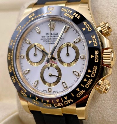 Rolex Daytona 116518ln Yellow Gold Oysterflex White Dial Unworn 2023