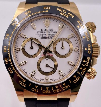 Rolex Daytona 116518ln Yellow Gold Oysterflex White Dial Unworn 2023