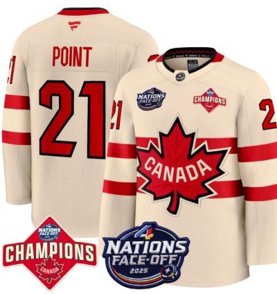 Mens Brayden Point Jersey 21 Canada 4 Nations Face-off 2025 Champions Cream