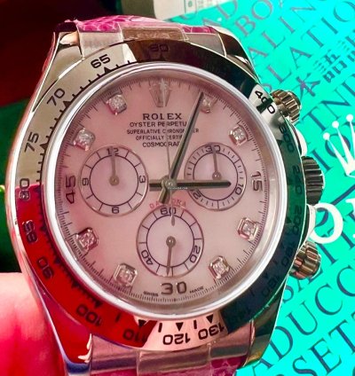 Rolex Daytona 116519 Daytona Beach-look Pink Perlmutt Dia Dial Box Papiere - -serie Service 2023