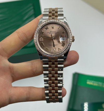 Rolex Datejust 36 Pink Rose Diamond Bezel Jubilee