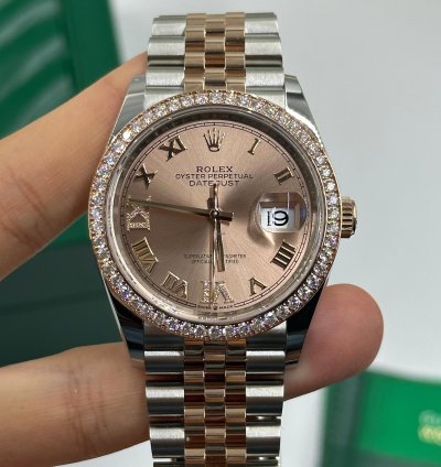 Rolex Datejust 36 Pink Rose Diamond Bezel Jubilee