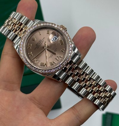 Rolex Datejust 36 Pink Rose Diamond Bezel Jubilee