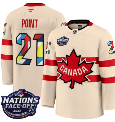 Mens Brayden Point Jersey 21 Canada 4 Nations Face-off 2025 V2 Stitched Cream