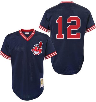 Cleveland Indians Roberto Alomar Navy Throwback Mesh Pullover Jersey