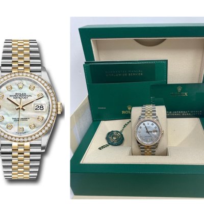 Rolex Datejust 36 Rolesor Datejust 36 Watch - Yellow Diamond Bezel - White Mother-of-pearl Jubilee 126283