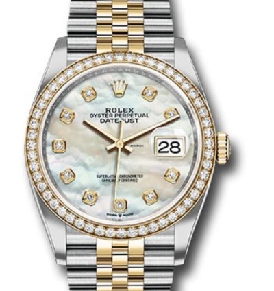 Rolex Datejust 36 Rolesor Datejust 36 Watch - Yellow Diamond Bezel - White Mother-of-pearl Jubilee 126283