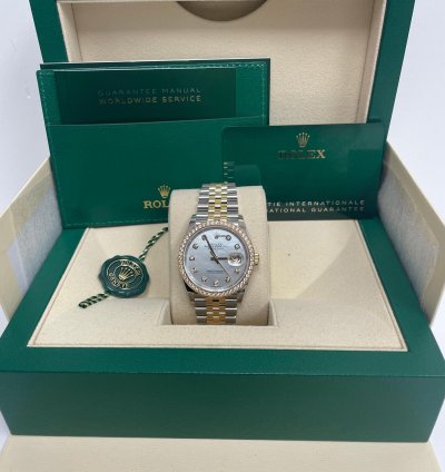 Rolex Datejust 36 Rolesor Datejust 36 Watch - Yellow Diamond Bezel - White Mother-of-pearl Jubilee 126283