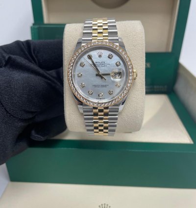 Rolex Datejust 36 Rolesor Datejust 36 Watch - Yellow Diamond Bezel - White Mother-of-pearl Jubilee 126283