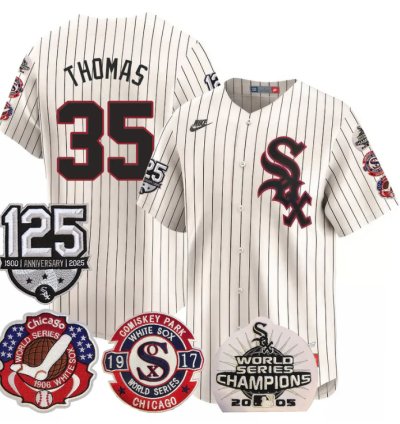 Frank Thomas Jersey 35 Chicago White Sox 125th Anniversary World Series Champions Cream