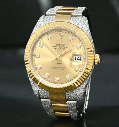 Rolex Datejust 41 41mm - Champagne Fluted Iced Out